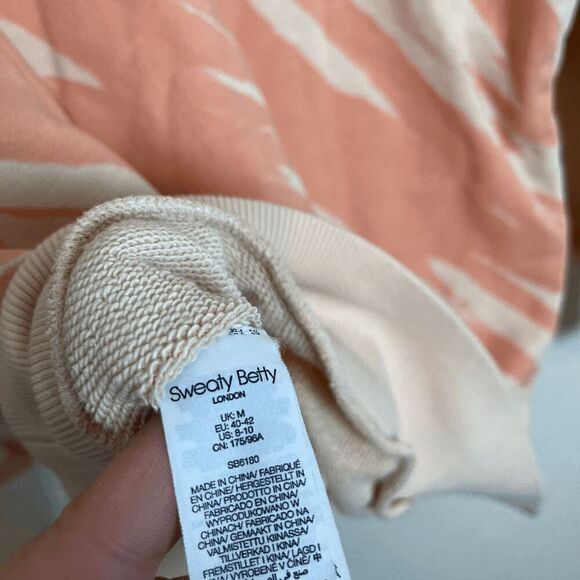 SWEATY Betty Essentials Orange Pink Striped Pullover Sweatshirt Women's Size Med - Picture 6 of 6